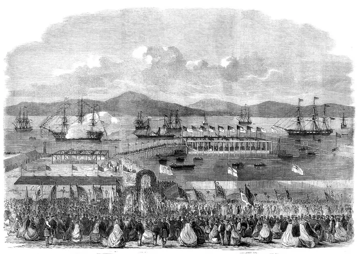 Framed Print : Laying the foundation-stone of the Albert Harbour, Greenock, 1862. Creator: Unknown Framed Print : Laying the foundation-stone of the Albert Harbour, Greenock, 1862. Creator: Unknown