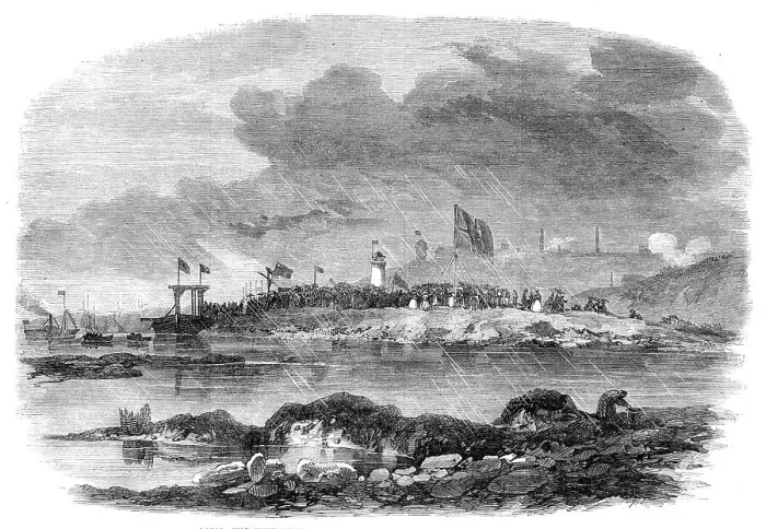 Framed Print : Laying the Foundation-Stone of the Low-Lights Dock at Tynemouth, 1864. Creator: Unknown Framed Print : Laying the Foundation-Stone of the Low-Lights Dock at Tynemouth, 1864. Creator: Unknown