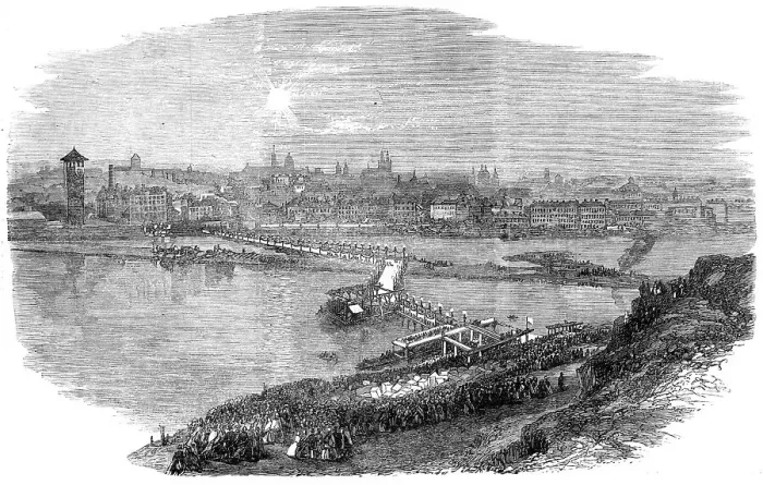 Framed Print : Laying the Foundation-Stone of the new bridge at Prague, 1865. Creator: Unknown Framed Print : Laying the Foundation-Stone of the new bridge at Prague, 1865. Creator: Unknown