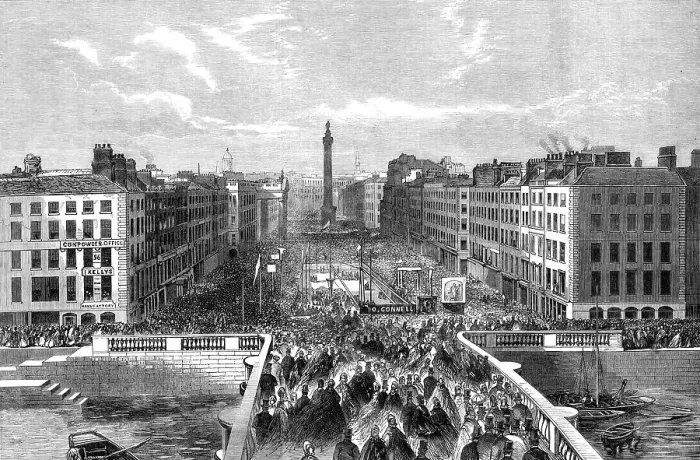 Framed Print : Laying the foundation-stone of the O'Connell Monument in Sackville-street, Dublin, 1864. Creator: Unknown Framed Print : Laying the foundation-stone of the O'Connell Monument in Sackville-street, Dublin, 1864. Creator: Unknown