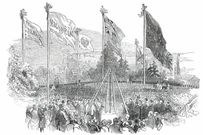 Framed Print : The Laying of the Foundation-Stone of Victoria College, Jersey, 1850. Creator: Unknown Framed Print : The Laying of the Foundation-Stone of Victoria College, Jersey, 1850. Creator: Unknown