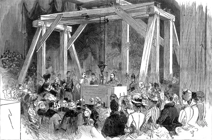 Framed Print : The laying of the Memorial stone of the New Tower Bridge by the Prince of Wales, 1886. Creator: Unknown Framed Print : The laying of the Memorial stone of the New Tower Bridge by the Prince of Wales, 1886. Creator: Unknown
