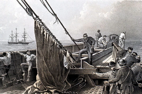 Laying the transatlantic telegraph cable, 1865 (1866)