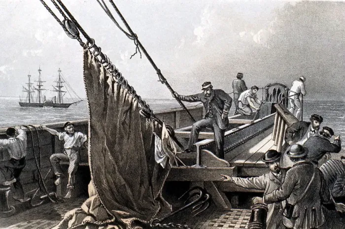Framed Print : Laying the transatlantic telegraph cable, 1865 (1866) Framed Print : Laying the transatlantic telegraph cable, 1865 (1866)