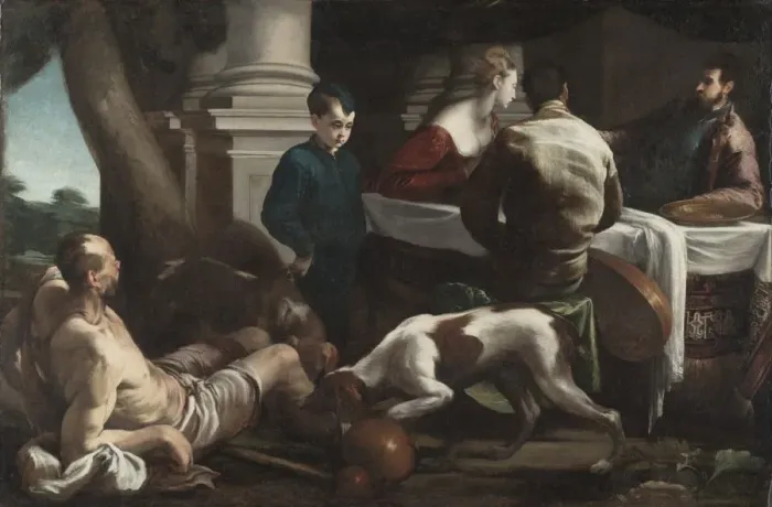 Framed Print : Lazarus and the Rich Man, c. 1550. Creator: Jacopo Bassano (Italian, ca. 1510-1592) Framed Print : Lazarus and the Rich Man, c. 1550. Creator: Jacopo Bassano (Italian, ca. 1510-1592)