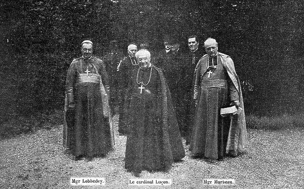 Le 2e anniversaire de la Marne; Trois grandes figures du haut clerge francais, 1916. Creator: Jean Clair-Guyot