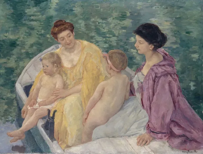 Framed Print : Le Bain (Two mothers and their children in a boat). Artist: Cassatt, Mary (1845-1926) Framed Print : Le Bain (Two mothers and their children in a boat). Artist: Cassatt, Mary (1845-1926)