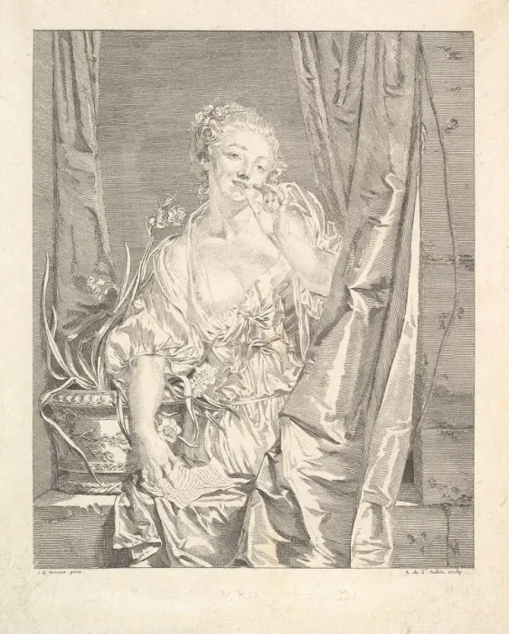Framed Print : Le Baiser Envoye(Blowing a Kiss). Creator: Augustin de Saint-Aubin Framed Print : Le Baiser Envoye(Blowing a Kiss). Creator: Augustin de Saint-Aubin
