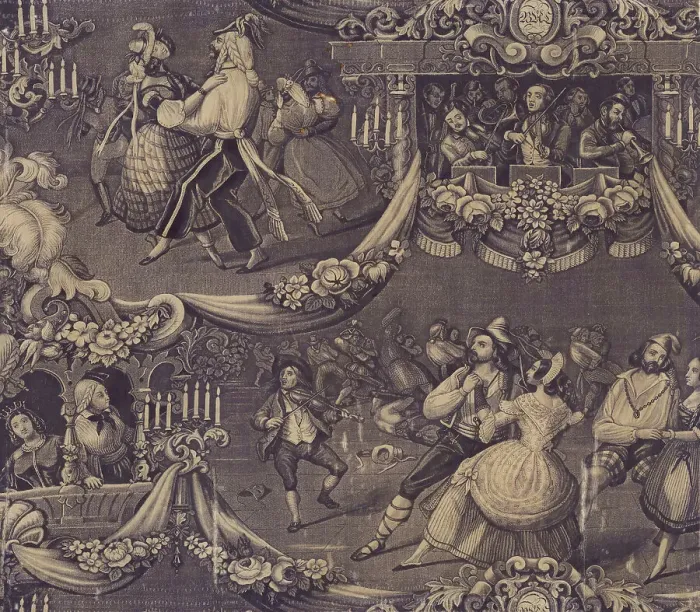 Framed Print : Le Bal (The Costume Ball) (Furnishing Fabric), France, 1827 / 40. Creator: Unknown