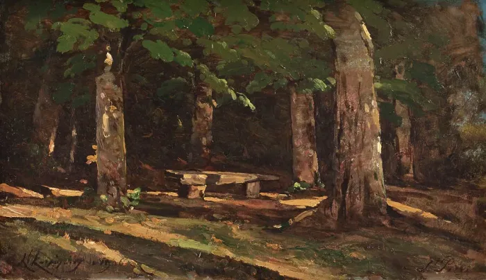 Framed Print : Le banc, 1906. Creator: Henri-Joseph Harpignies Framed Print : Le banc, 1906. Creator: Henri-Joseph Harpignies