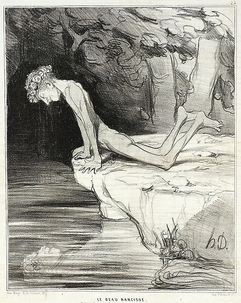 Le beau Narcisse, 1842. Creator: Honore Daumier