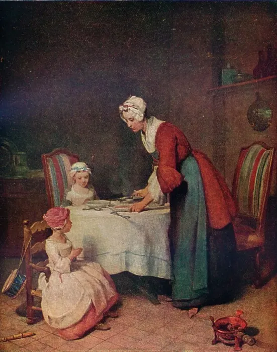 Framed Print : Le Benedicite (Grace before Meat), c1740. (1911). Artist: Jean-Simeon Chardin Framed Print : Le Benedicite (Grace before Meat), c1740. (1911). Artist: Jean-Simeon Chardin