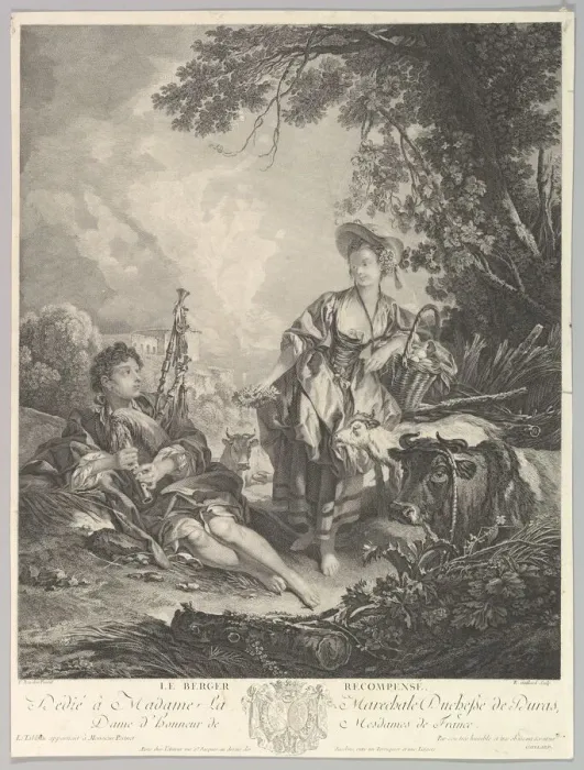 Framed Print : Le Berger Recompense(The Rewarded Shepherd), 18th century. Creator: Rene Gaillard Framed Print : Le Berger Recompense(The Rewarded Shepherd), 18th century. Creator: Rene Gaillard