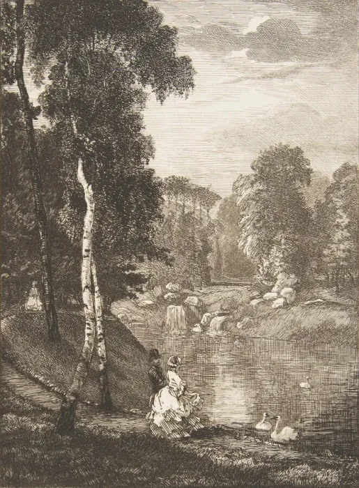 Framed Print : Le Bois de Boulogne, 1857. Creator: Felix Bracquemond Framed Print : Le Bois de Boulogne, 1857. Creator: Felix Bracquemond