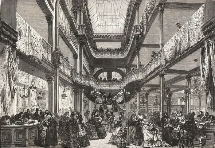 Framed Print : Le Bon Marché: inside view, 1872. Creator: Clerget, Hubert (1818-1899) Framed Print : Le Bon Marché: inside view, 1872. Creator: Clerget, Hubert (1818-1899)