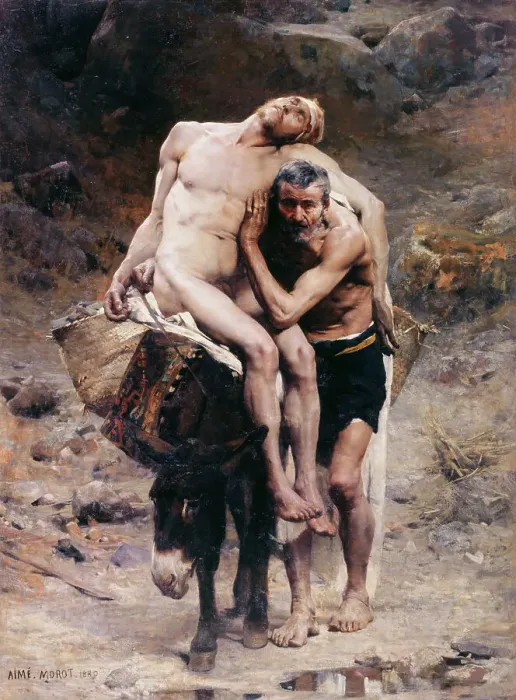Framed Print : Le Bon Samaritain, 1880. Creator: Aime Morot Framed Print : Le Bon Samaritain, 1880. Creator: Aime Morot