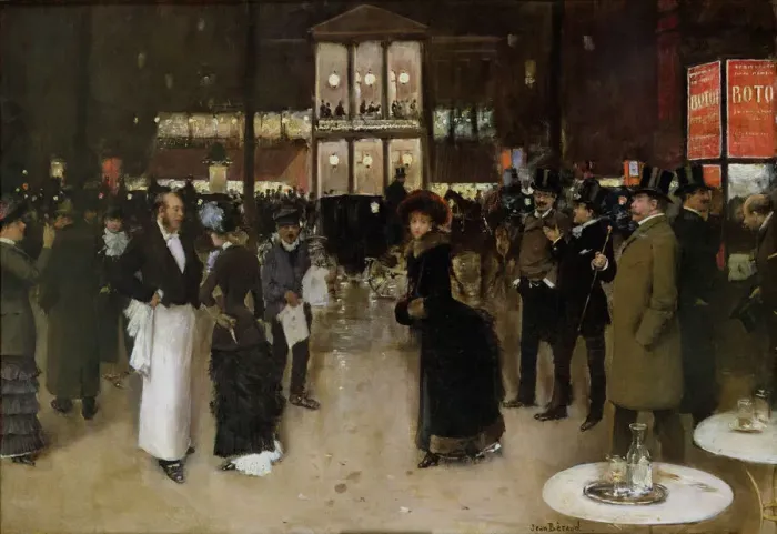 Framed Print : Le boulevard Montmartre, la nuit, devant le theatre des Varietes, ca 1885 Framed Print : Le boulevard Montmartre, la nuit, devant le theatre des Varietes, ca 1885