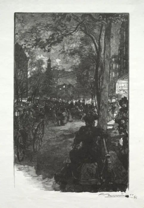 Framed Print : Le Boulevard Montmartre, le Soir. Creator: Auguste Louis Lepere (French, 1849-1918) Framed Print : Le Boulevard Montmartre, le Soir. Creator: Auguste Louis Lepere (French, 1849-1918)