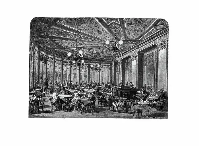 Framed Print : Le café de la Rotonde au Palais-Royal. Creator: Renard, Edouard (1802-1857) Framed Print : Le café de la Rotonde au Palais-Royal. Creator: Renard, Edouard (1802-1857)
