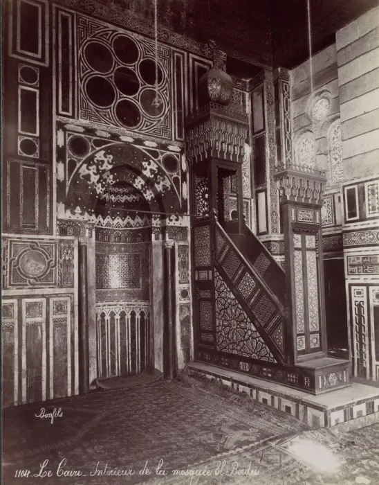 Framed Print : Le Caire - Interieur de la mosquee El Bordei, 1870s. Creator: Felix Bonfils Framed Print : Le Caire - Interieur de la mosquee El Bordei, 1870s. Creator: Felix Bonfils