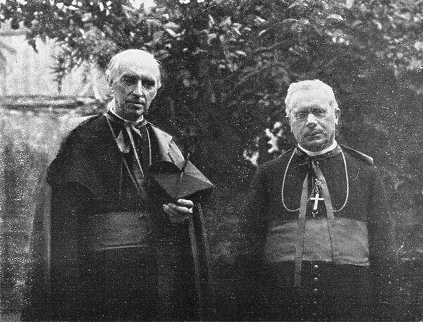 Le cardinal Mercier, archeveque de Malines, et Mgr. Heylen, eveque de Namur, dans... 1916. Creator: Robert Vaucher