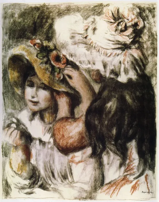 Framed Print : Le Chapeau epingle (Pinning the Hat), 1898. Artist: Renoir, Pierre Auguste (1841-1919) Framed Print : Le Chapeau epingle (Pinning the Hat), 1898. Artist: Renoir, Pierre Auguste (1841-1919)