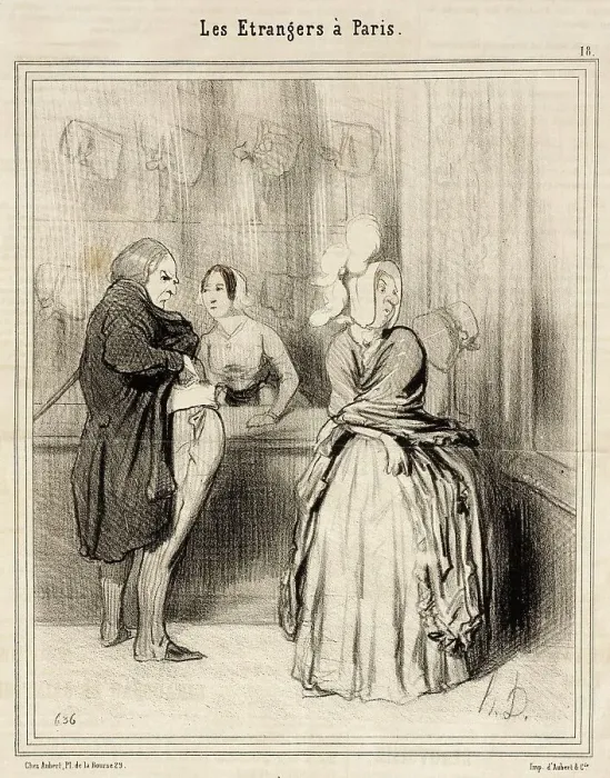 Framed Print : Le Chapeau qu'on rapporte de Paris, 1844. Creator: Honore Daumier Framed Print : Le Chapeau qu'on rapporte de Paris, 1844. Creator: Honore Daumier