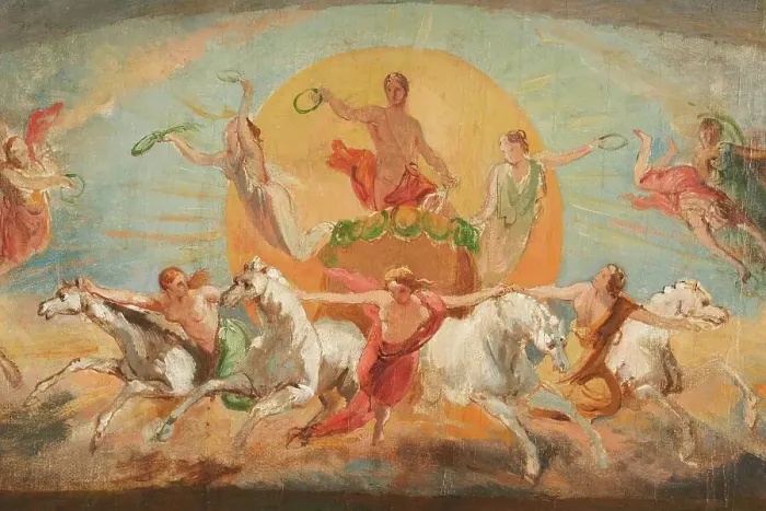 Framed Print : Le char d'Apollon - esquisse pour l'ancien hôtel de Ville, c.1851. Creator: Léon Cogniet Framed Print : Le char d'Apollon - esquisse pour l'ancien hôtel de Ville, c.1851. Creator: Léon Cogniet