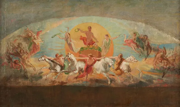 Framed Print : Le char d'Apollon - esquisse pour l'ancien hôtel de Ville, c.1851. Creator: Léon Cogniet Framed Print : Le char d'Apollon - esquisse pour l'ancien hôtel de Ville, c.1851. Creator: Léon Cogniet