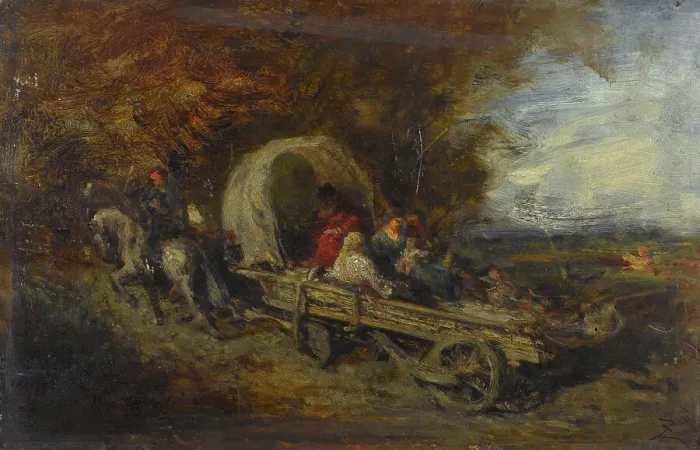 Framed Print : Le chariot, between 1843 and 1844. Creator: Felix Francois Georges Philibert Ziem Framed Print : Le chariot, between 1843 and 1844. Creator: Felix Francois Georges Philibert Ziem