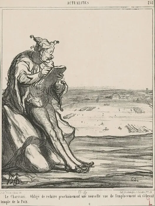 Framed Print : Le Charivari, obligé de refaire prochainement une nouvelle vue... 19th century. Creator: Honore Daumier Framed Print : Le Charivari, obligé de refaire prochainement une nouvelle vue... 19th century. Creator: Honore Daumier