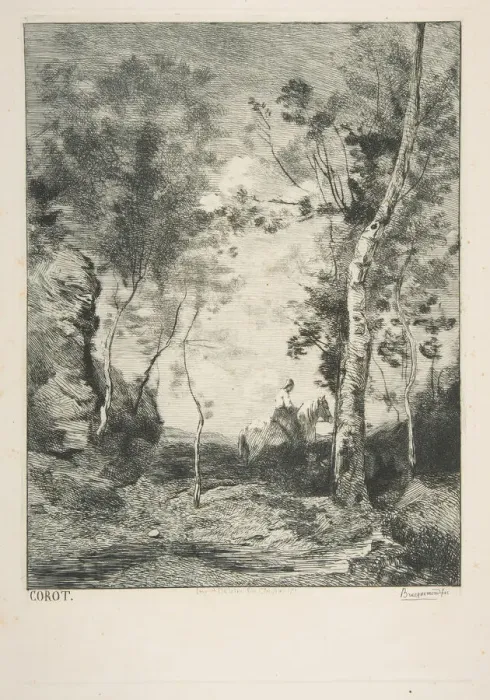 Framed Print : Le cheval blanc, 1858?. Creator: Felix Bracquemond Framed Print : Le cheval blanc, 1858?. Creator: Felix Bracquemond