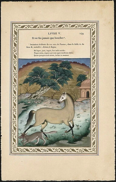Le cheval et le loup (The Horse and the Wolf), 1837-1839. Creator: Imam Bakhsh Lahori