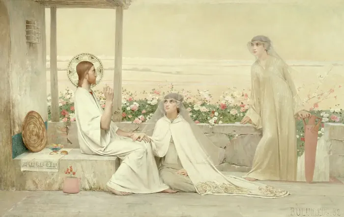 Framed Print : Le Christ chez Marthe et Marie, 1882. Creator: Eugène Buland Framed Print : Le Christ chez Marthe et Marie, 1882. Creator: Eugène Buland