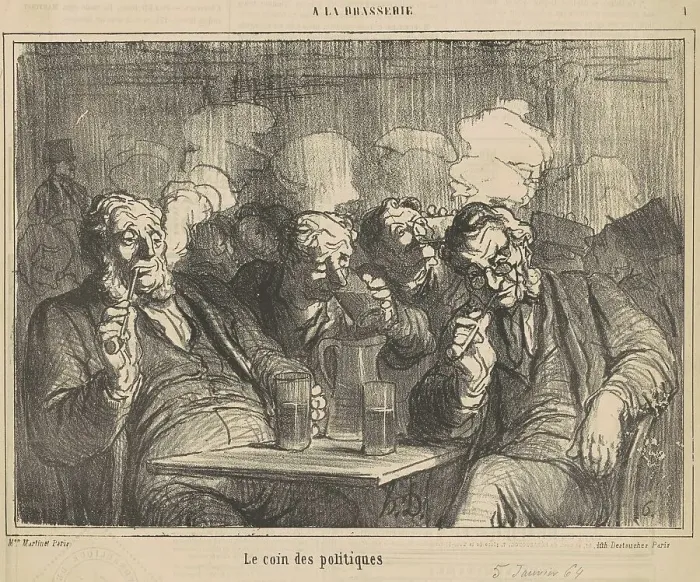 Framed Print : Le coin des politiques, 19th century. Creator: Honore Daumier Framed Print : Le coin des politiques, 19th century. Creator: Honore Daumier