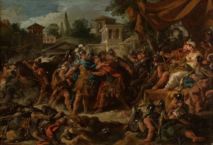 Framed Print : Le Combat des soldats nés des dents du serpent, between 1742 and 1743. Creator: Jean Francois de Troy Framed Print : Le Combat des soldats nés des dents du serpent, between 1742 and 1743. Creator: Jean Francois de Troy