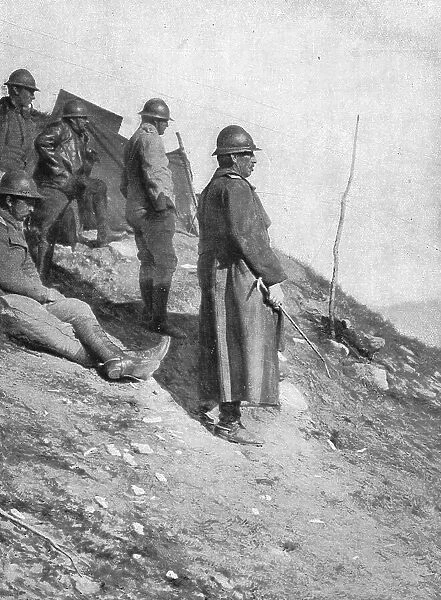 Le commandant de la division de la Drina et son etat-major a la cote 1900, d'uo ils regard... 1916 Creator: Vladimir Betzitch