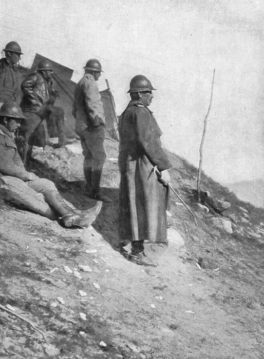 Framed Print : Le commandant de la division de la Drina et son etat-major a la cote 1900, d'uo ils regard... 1916 Creator: Vladimir Betzitch Framed Print : Le commandant de la division de la Drina et son etat-major a la cote 1900, d'uo ils regard... 1916 Creator: Vladimir Betzitch