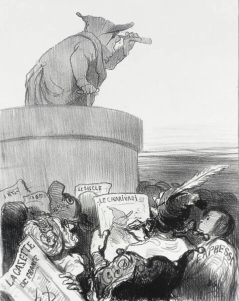 Le Constitutionnel contemplant l'horizon politique, 1849. Creator: Honore Daumier