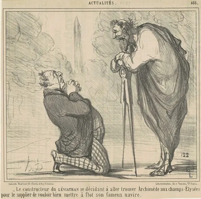 Framed Print : Le constructeur du Léviathan se décidant... 19th century. Creator: Honore Daumier Framed Print : Le constructeur du Léviathan se décidant... 19th century. Creator: Honore Daumier