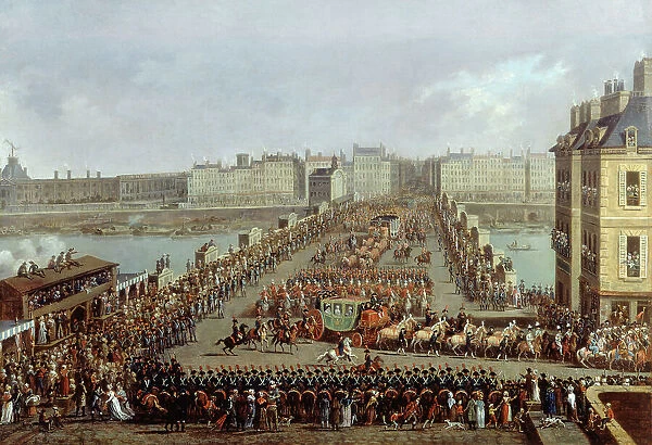 Le cortège impérial se rendant à Notre-Dame pour la cérémonie du sacre, le 2 décembre 1804... 1805. Creator: Jacques Bertaux