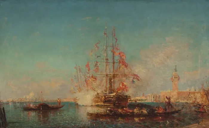 Framed Print : Le coup de canon, between 1880 and 1885. Creator: Felix Francois Georges Philibert Ziem Framed Print : Le coup de canon, between 1880 and 1885. Creator: Felix Francois Georges Philibert Ziem