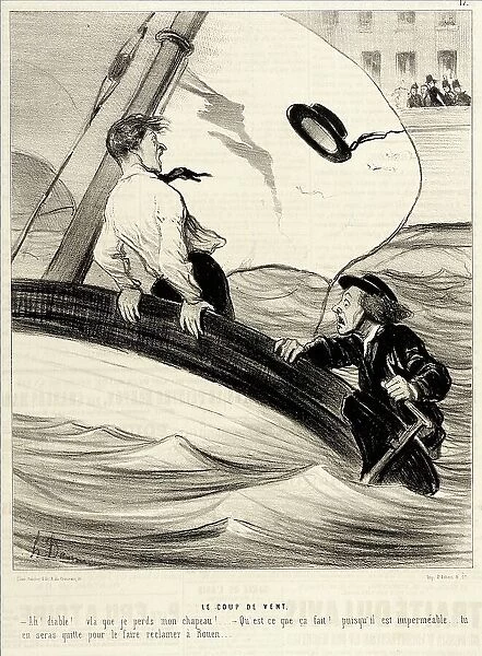 Le Coup de Vent, 1843. Creator: Honore Daumier