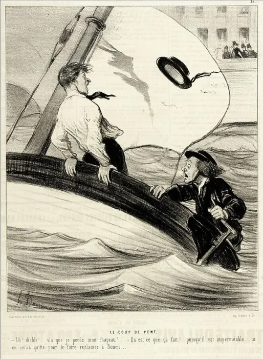 Framed Print : Le Coup de Vent, 1843. Creator: Honore Daumier Framed Print : Le Coup de Vent, 1843. Creator: Honore Daumier