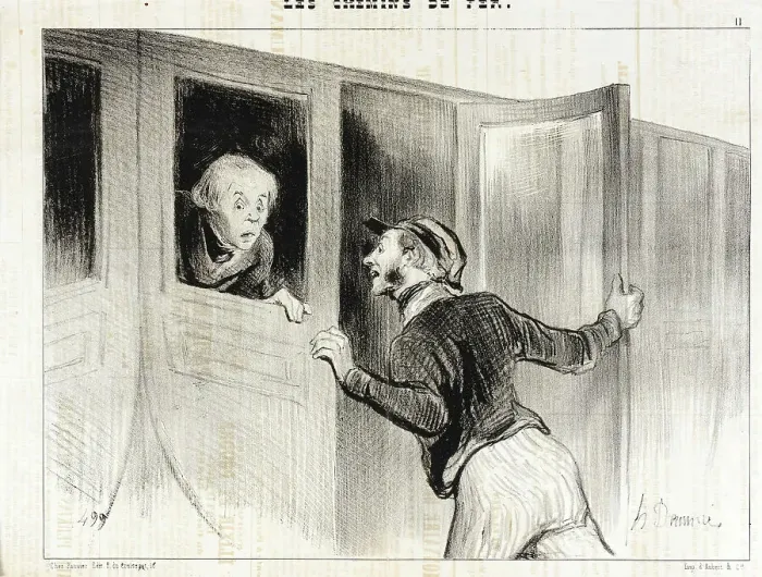 Framed Print : Le Danger de s'Assoupir en Voyage, 1843. Creator: Honore Daumier Framed Print : Le Danger de s'Assoupir en Voyage, 1843. Creator: Honore Daumier