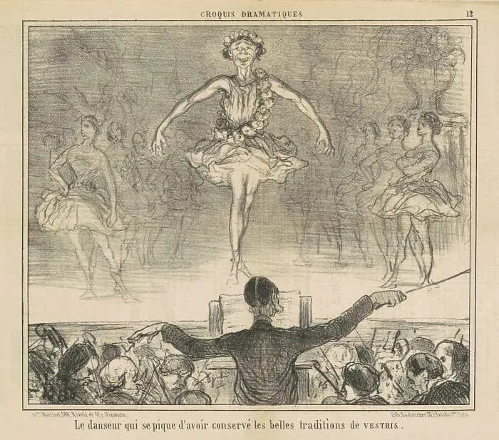 Framed Print : Le danseur qui se pique d'avoir conservé... 19th century. Creator: Honore Daumier Framed Print : Le danseur qui se pique d'avoir conservé... 19th century. Creator: Honore Daumier