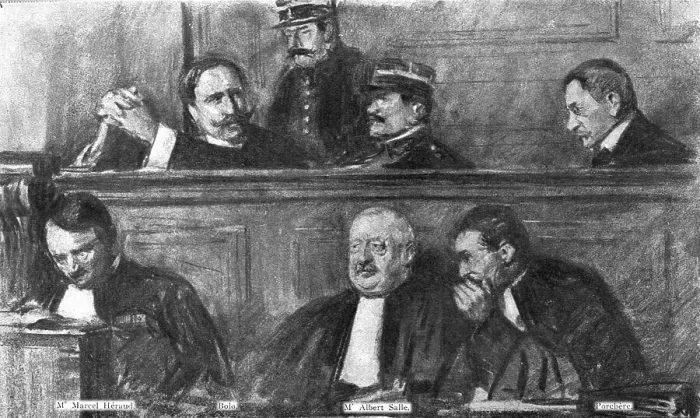 Framed Print : Le defaitisme et les grands proces; l'affaire Bolo: les accuses et leurs defenseurs a l'audience. Creator: Lucien Jonas Framed Print : Le defaitisme et les grands proces; l'affaire Bolo: les accuses et leurs defenseurs a l'audience. Creator: Lucien Jonas