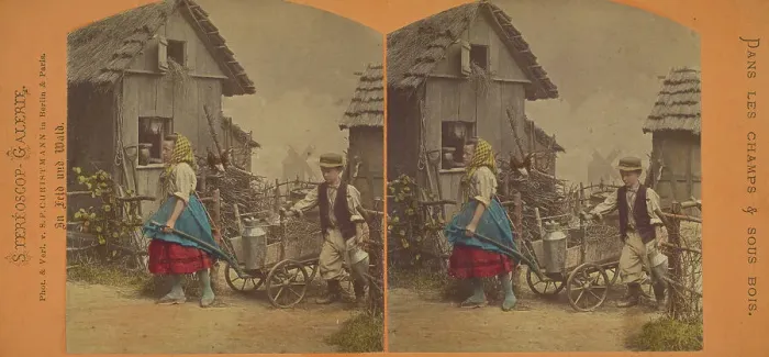 Framed Print : Le depart pour la ville. Aufbruch zur Stadt. about 1865. Creator: S.P. Christmann Framed Print : Le depart pour la ville. Aufbruch zur Stadt. about 1865. Creator: S.P. Christmann