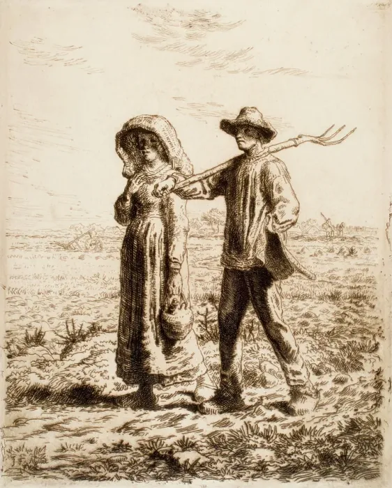 Framed Print : Le Depart pour le travail (Going to Work), 1863. Creator: Jean Francois Millet Framed Print : Le Depart pour le travail (Going to Work), 1863. Creator: Jean Francois Millet