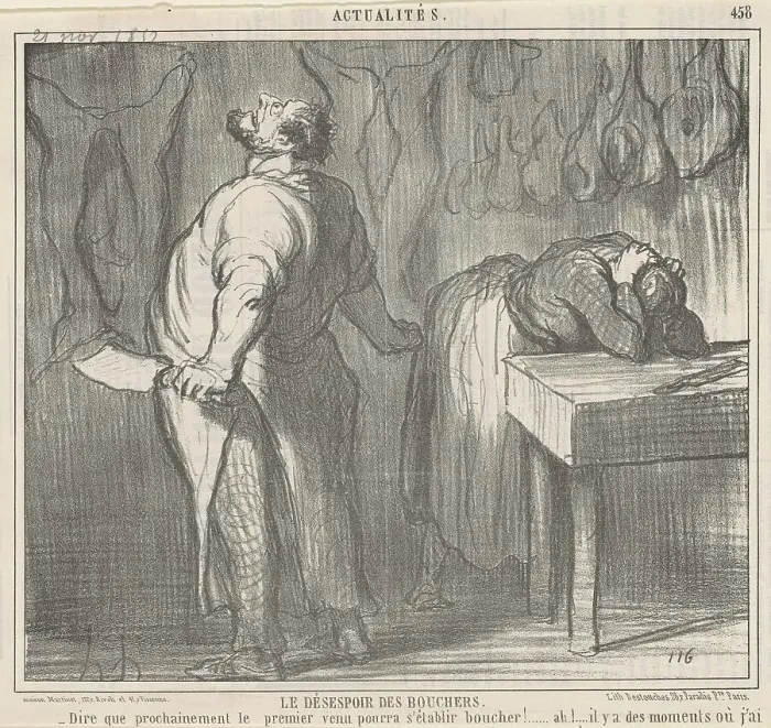 Framed Print : Le désespoir des bouchers, 19th century. Creator: Honore Daumier Framed Print : Le désespoir des bouchers, 19th century. Creator: Honore Daumier